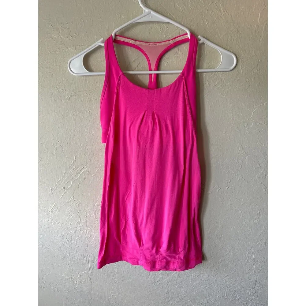 Lululemon Bright Pink Tank Top with Built in Bra Size XS